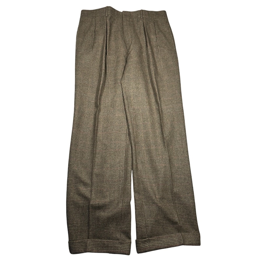 Vintage Polo Ralph Lauren Dalton Brown Virgin Wool Dress Pants Mens 33x30 Italy - Picture 1 of 11